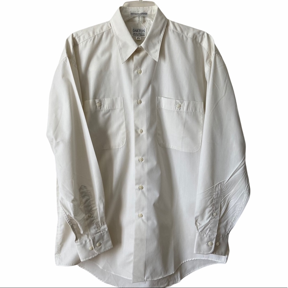 Oakton Men’s Ivory Dress Shirt, 15 1/2, 33/34